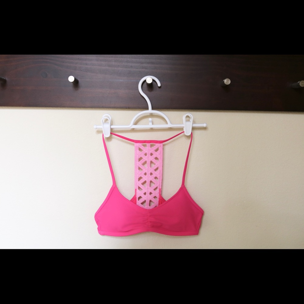 American Eagle Pink Lace Scoop Bathing Suit Top
